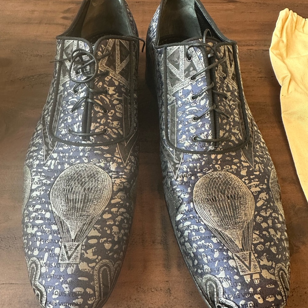 Louis Vuitton Blue Hot Air Balloon Embroidered Tuxedo Dress Shoes